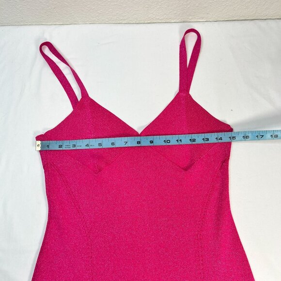 Staud Quartz Midi Slip Dress Party Cocktail Bodycon Metallic Peony Pink Large - Picture 11 of 16